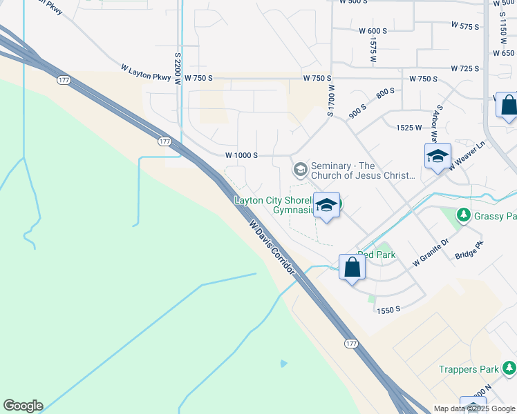 map of restaurants, bars, coffee shops, grocery stores, and more near 1160 South Grace Way in Layton