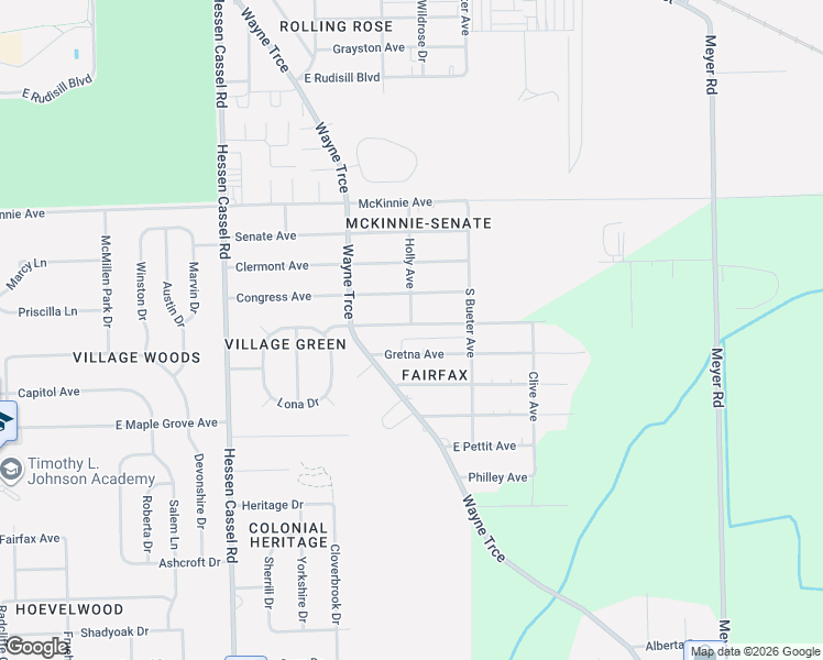 map of restaurants, bars, coffee shops, grocery stores, and more near 3811 Gretna Avenue in Fort Wayne