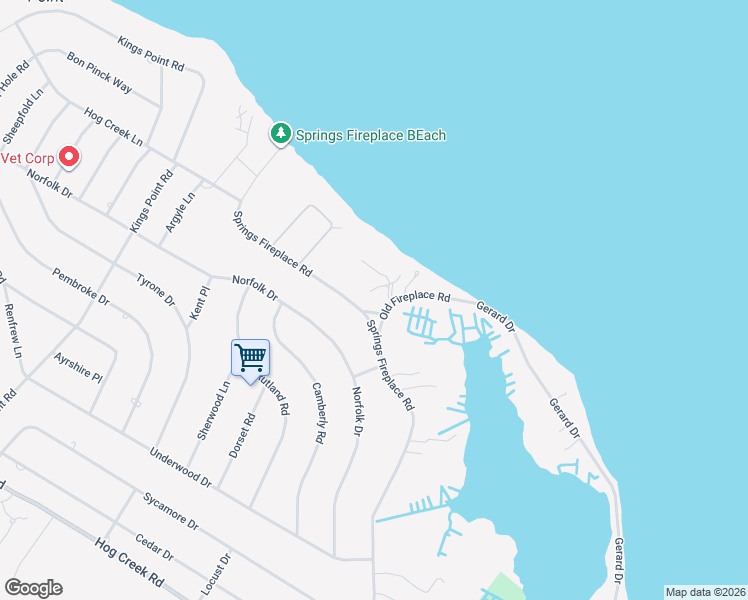 map of restaurants, bars, coffee shops, grocery stores, and more near 1220 Fireplace Road in East Hampton