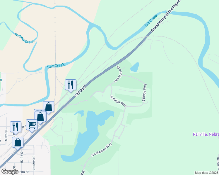 map of restaurants, bars, coffee shops, grocery stores, and more near 1237 Fairway Circle in Ashland