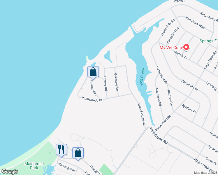 map of restaurants, bars, coffee shops, grocery stores, and more near 5 Orkney Road in East Hampton