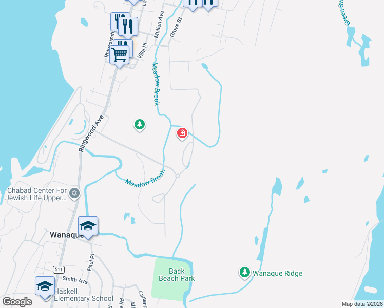 map of restaurants, bars, coffee shops, grocery stores, and more near 10406 Warren's Way in Wanaque