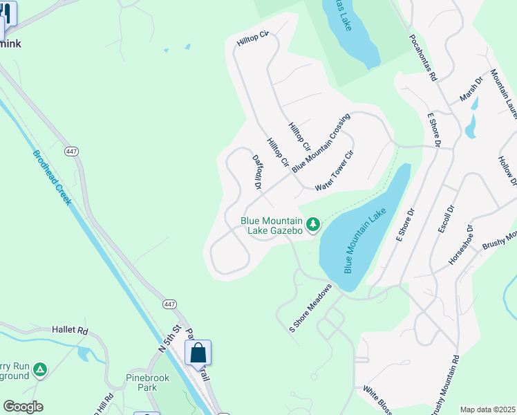 map of restaurants, bars, coffee shops, grocery stores, and more near 4273 Blue Mountain Crossing in East Stroudsburg