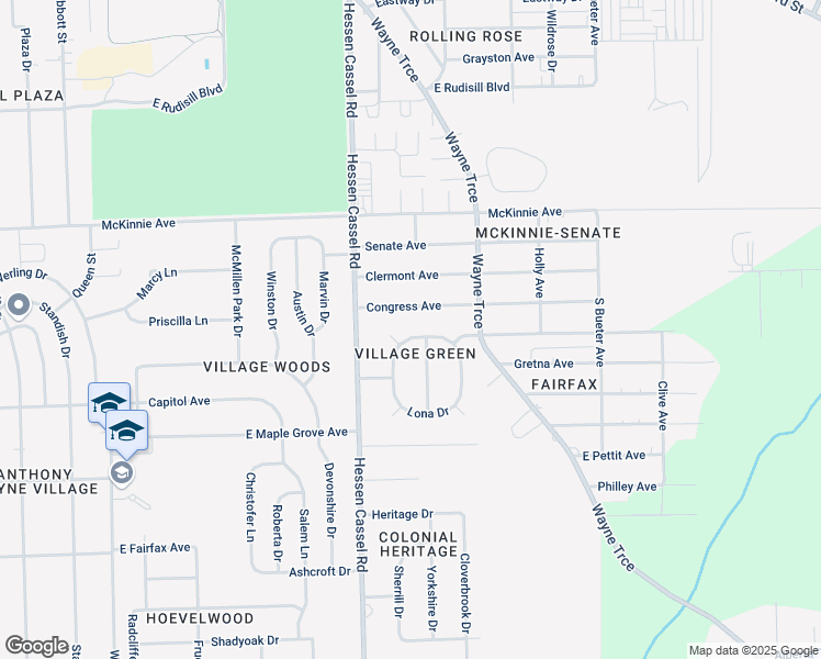 map of restaurants, bars, coffee shops, grocery stores, and more near 4602 Wellington Drive in Fort Wayne