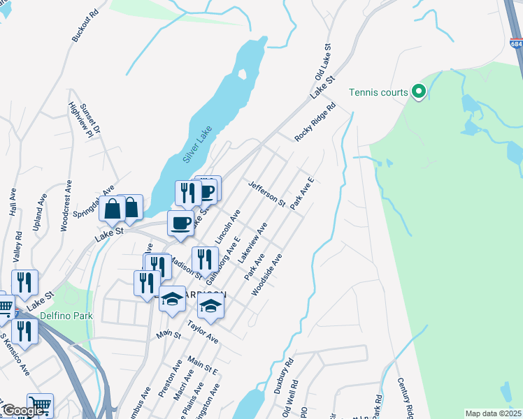 map of restaurants, bars, coffee shops, grocery stores, and more near 150 Lakeview Avenue in Harrison
