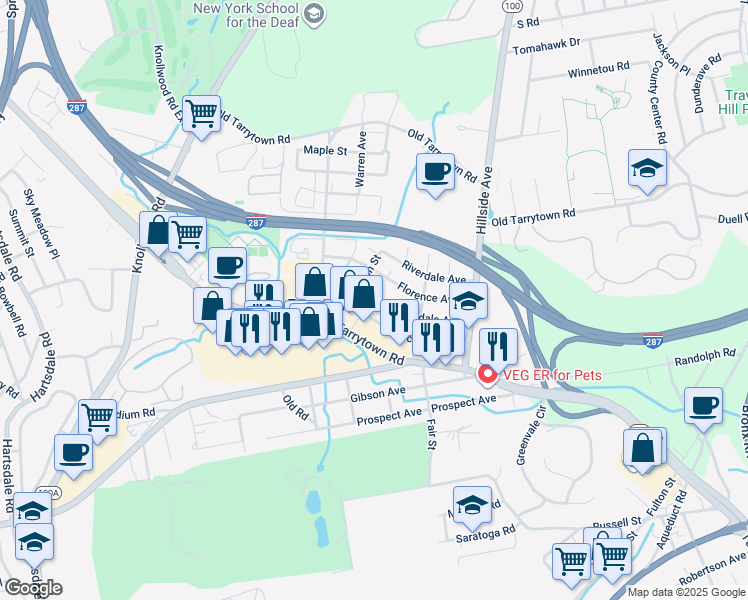 map of restaurants, bars, coffee shops, grocery stores, and more near 350 Tarrytown Road in White Plains