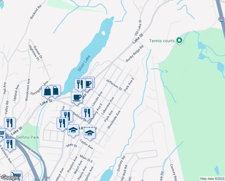 map of restaurants, bars, coffee shops, grocery stores, and more near 150 Lakeview Avenue in Harrison