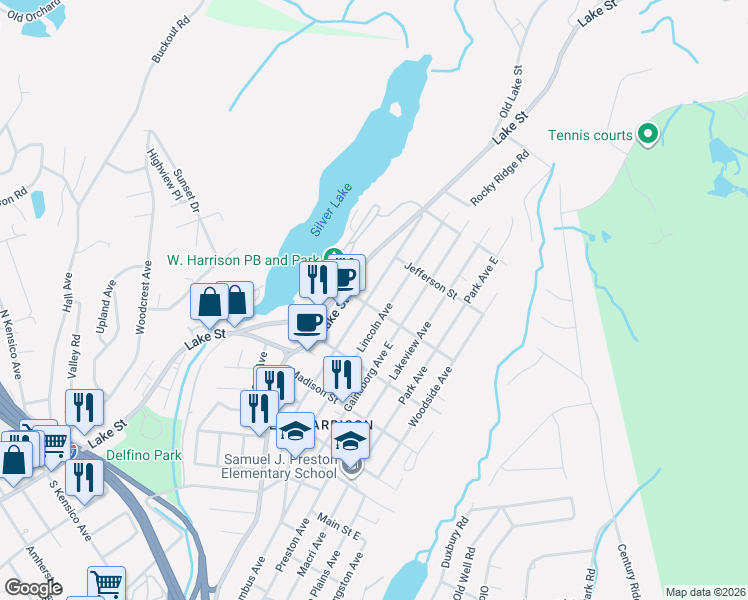 map of restaurants, bars, coffee shops, grocery stores, and more near 314 Columbus Avenue in Harrison