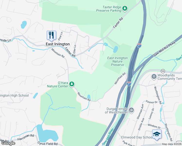 map of restaurants, bars, coffee shops, grocery stores, and more near 52 Mulligan Lane in Irvington