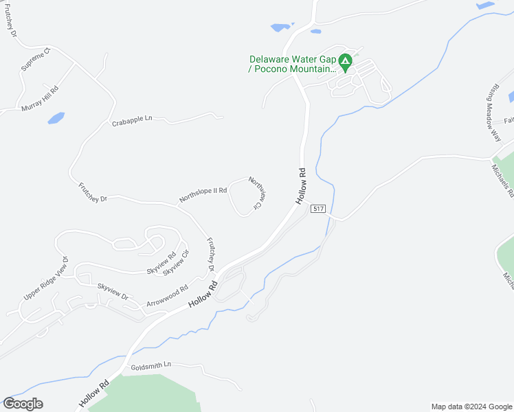 map of restaurants, bars, coffee shops, grocery stores, and more near Northview Circle in East Stroudsburg