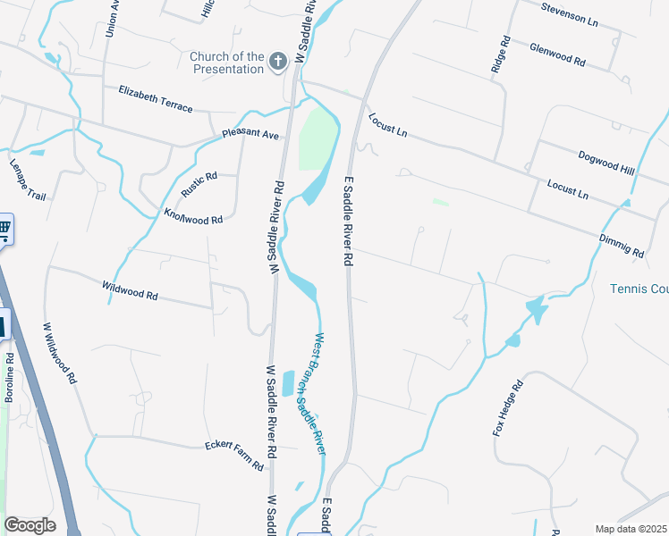 map of restaurants, bars, coffee shops, grocery stores, and more near 249 East Saddle River Road in Saddle River