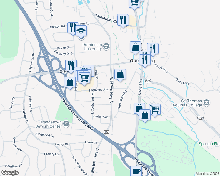 map of restaurants, bars, coffee shops, grocery stores, and more near 9E Blue Hill Commons Drive in Orangeburg