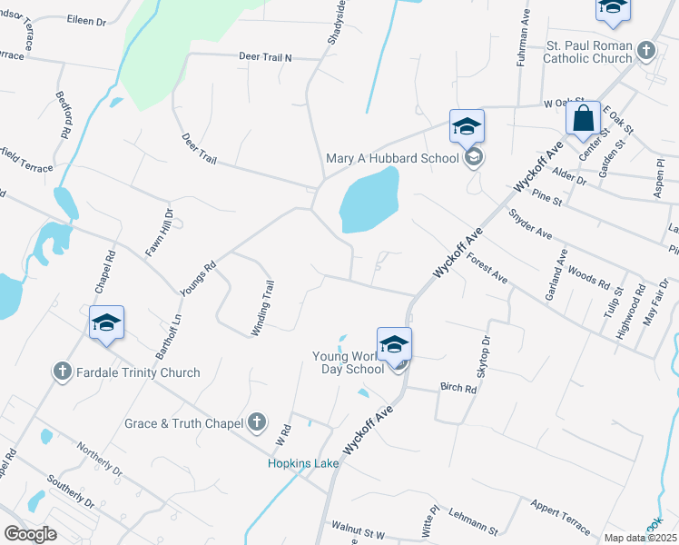 map of restaurants, bars, coffee shops, grocery stores, and more near 86 West Crescent Avenue in Ramsey