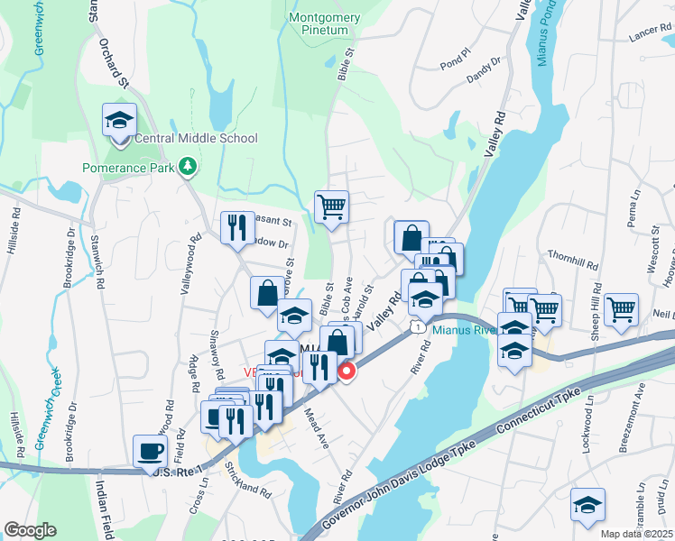 map of restaurants, bars, coffee shops, grocery stores, and more near 54 Bible Street in Greenwich