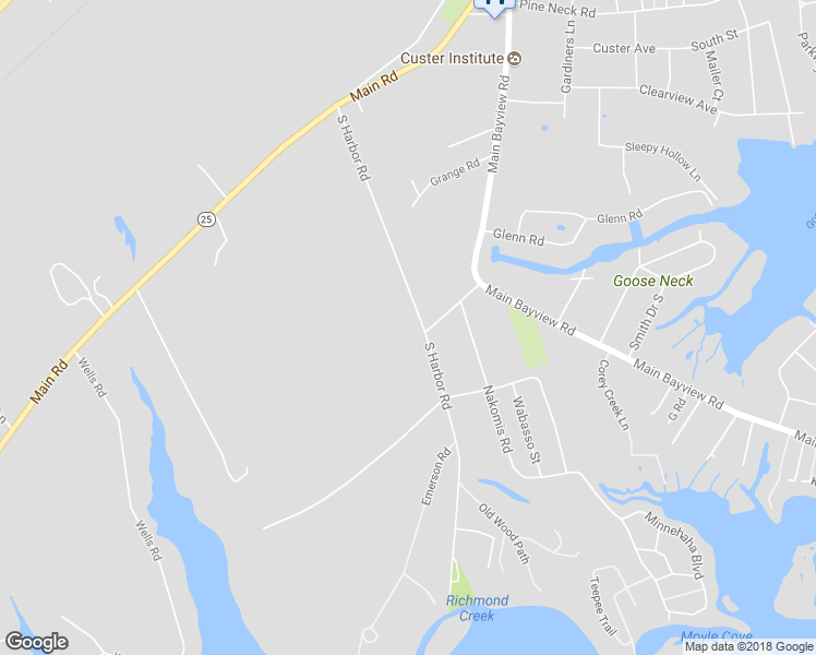 map of restaurants, bars, coffee shops, grocery stores, and more near 2380 South Harbor Road in Southold