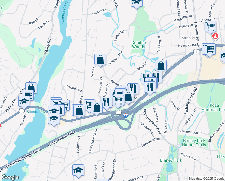 map of restaurants, bars, coffee shops, grocery stores, and more near 1 Raphael Place in Greenwich