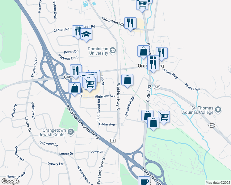 map of restaurants, bars, coffee shops, grocery stores, and more near 9E Blue Hill Commons Drive in Orangeburg
