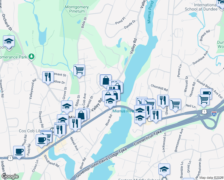 map of restaurants, bars, coffee shops, grocery stores, and more near in Greenwich