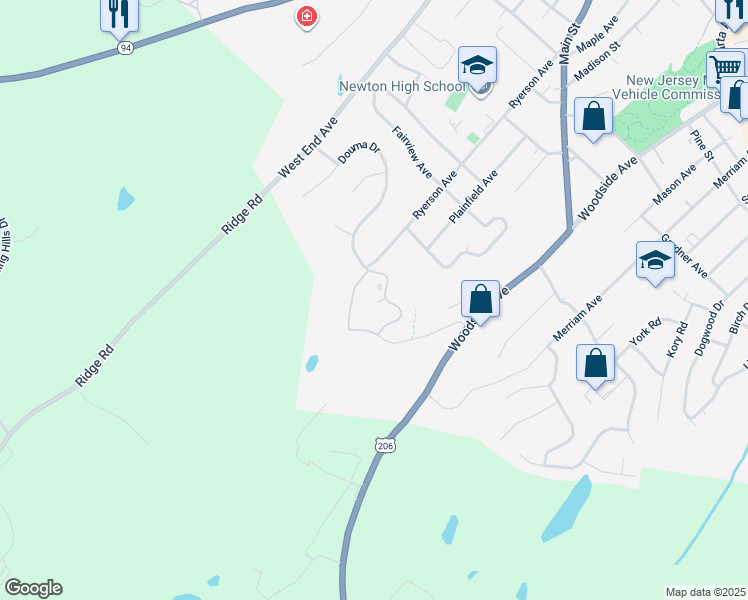 map of restaurants, bars, coffee shops, grocery stores, and more near 200 Bristol Glen Drive in Newton