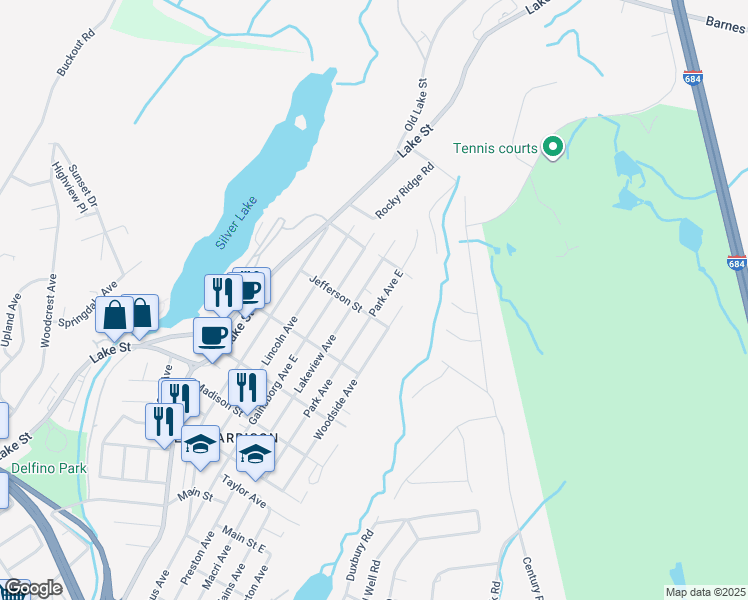 map of restaurants, bars, coffee shops, grocery stores, and more near 191 Park Avenue in West Harrison