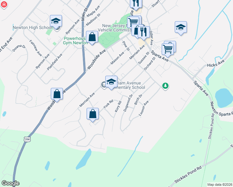 map of restaurants, bars, coffee shops, grocery stores, and more near 11 Trenton Place in Newton