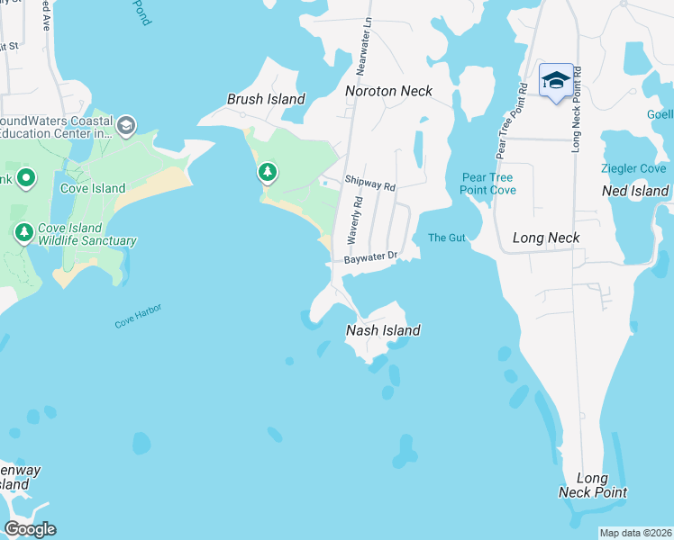 map of restaurants, bars, coffee shops, grocery stores, and more near 7 Baywater Drive in Darien