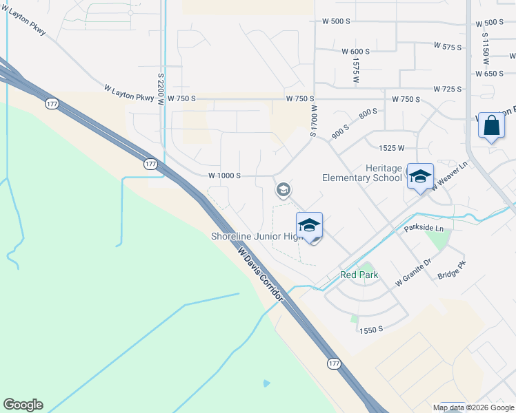 map of restaurants, bars, coffee shops, grocery stores, and more near 1089 South Neville Street in Layton