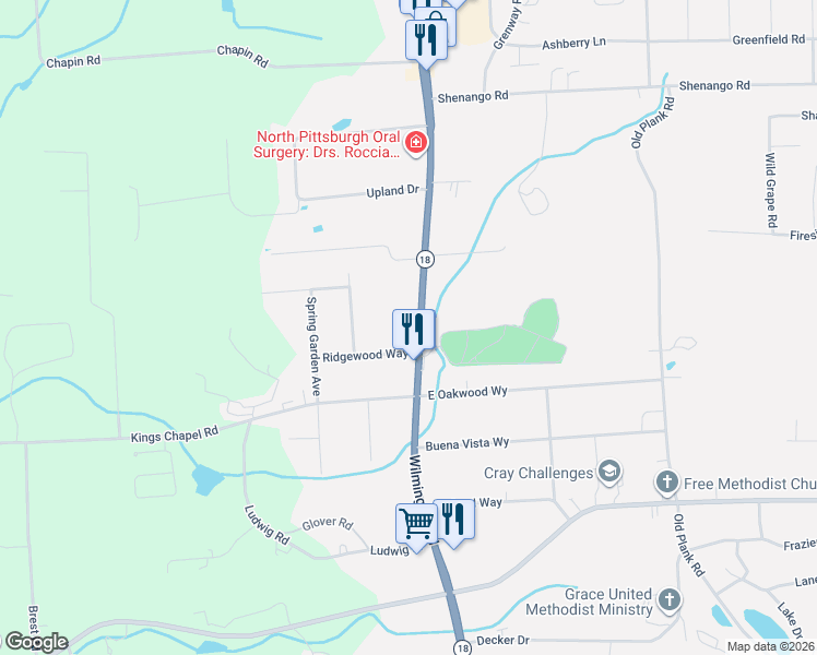 map of restaurants, bars, coffee shops, grocery stores, and more near 3019 Wilmington Road in New Castle