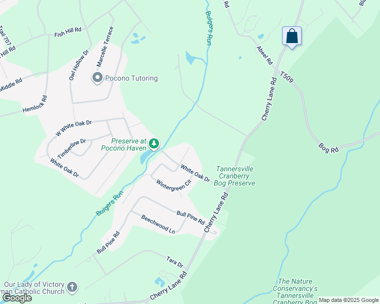map of restaurants, bars, coffee shops, grocery stores, and more near 105 White Pine Trail in East Stroudsburg