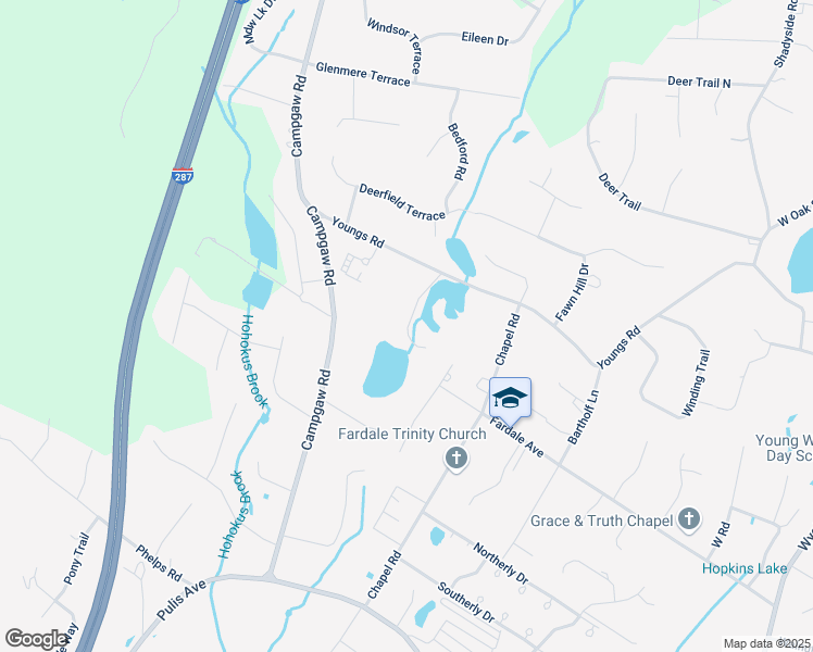 map of restaurants, bars, coffee shops, grocery stores, and more near 28 Turners Lake Drive in Mahwah
