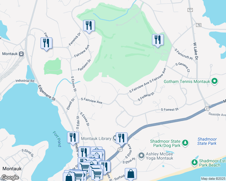 map of restaurants, bars, coffee shops, grocery stores, and more near in Montauk