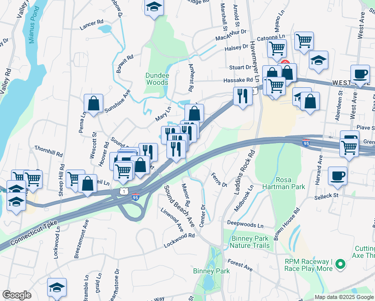 map of restaurants, bars, coffee shops, grocery stores, and more near in 