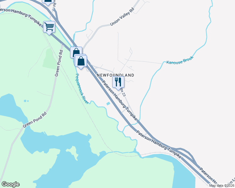 map of restaurants, bars, coffee shops, grocery stores, and more near 2648 New Jersey 23 in West Milford