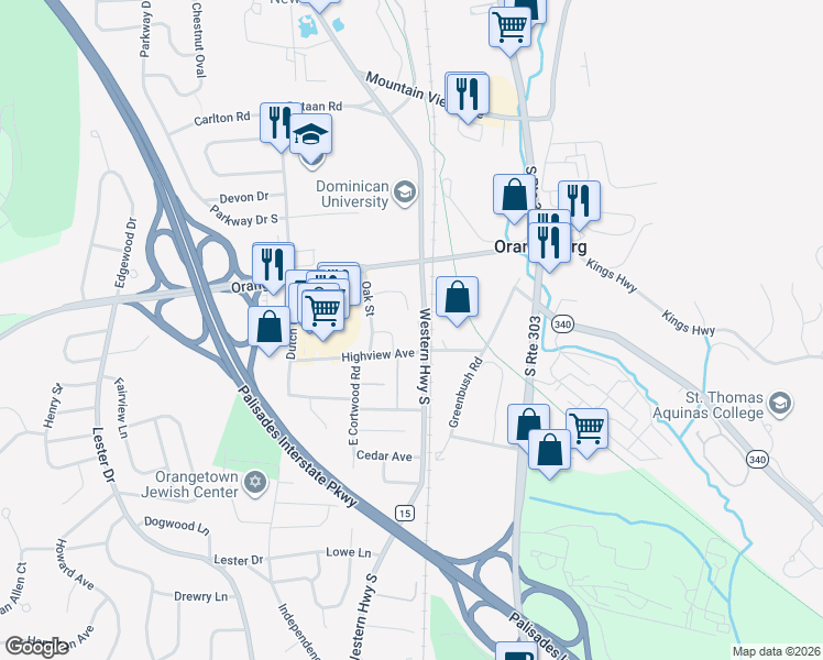 map of restaurants, bars, coffee shops, grocery stores, and more near 9E Blue Hill Commons Drive in Orangeburg