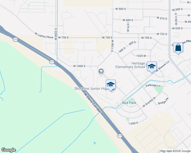 map of restaurants, bars, coffee shops, grocery stores, and more near 1089 South Neville Street in Layton