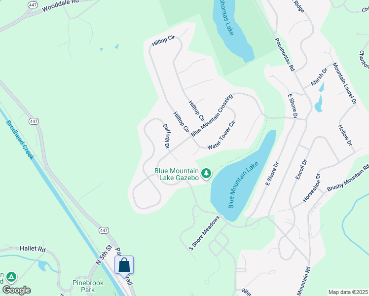 map of restaurants, bars, coffee shops, grocery stores, and more near 4253 Blue Mountain Crossing in East Stroudsburg