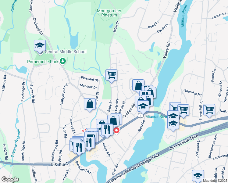 map of restaurants, bars, coffee shops, grocery stores, and more near 54 Bible Street in Greenwich