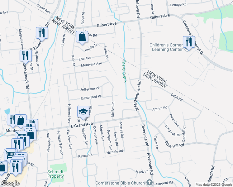 map of restaurants, bars, coffee shops, grocery stores, and more near 18 Marion Road in Montvale