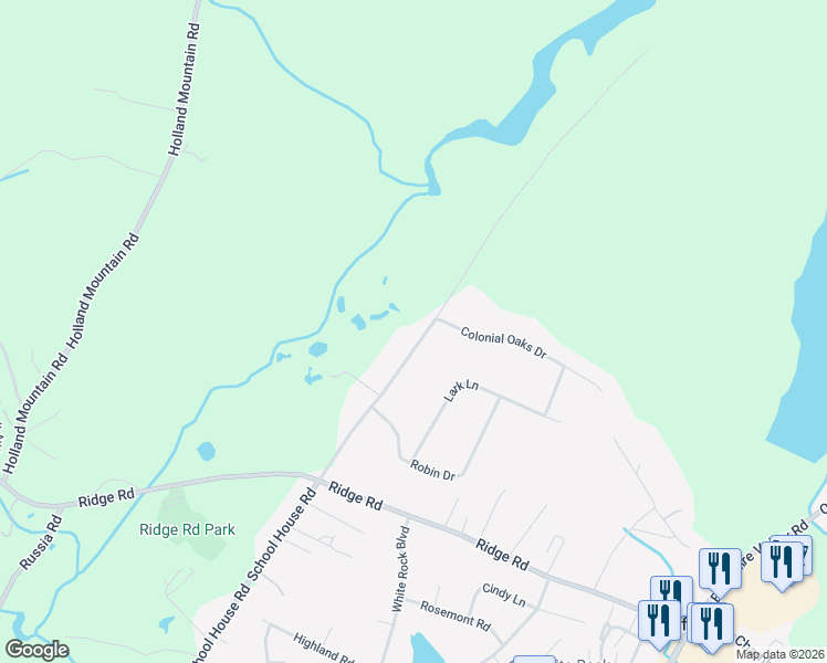 map of restaurants, bars, coffee shops, grocery stores, and more near 193 School House Road in Jefferson