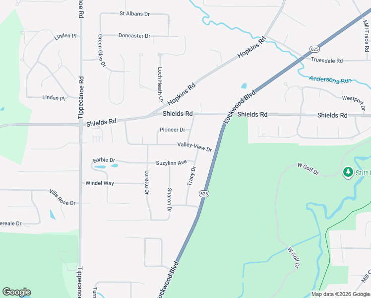 map of restaurants, bars, coffee shops, grocery stores, and more near 1253 Valley-View Drive in Youngstown