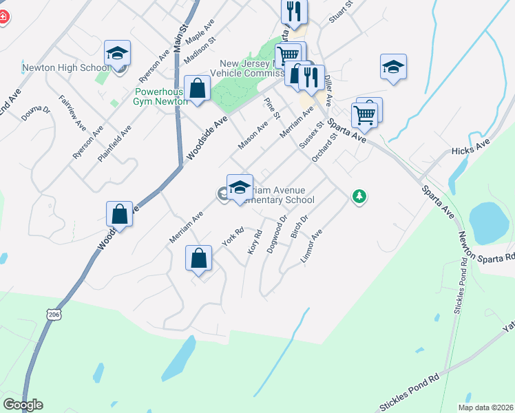 map of restaurants, bars, coffee shops, grocery stores, and more near 11 Trenton Place in Newton