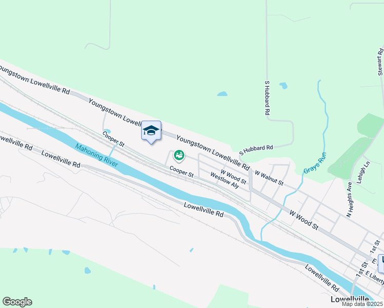 map of restaurants, bars, coffee shops, grocery stores, and more near 804 West Wood Street in Lowellville