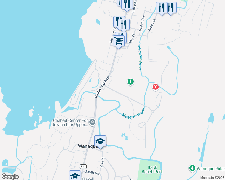 map of restaurants, bars, coffee shops, grocery stores, and more near 10 Warren Hagstrom Boulevard in Wanaque