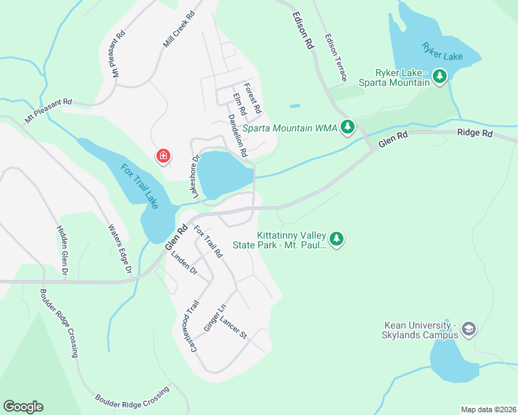 map of restaurants, bars, coffee shops, grocery stores, and more near 728 Glen Road in Sparta