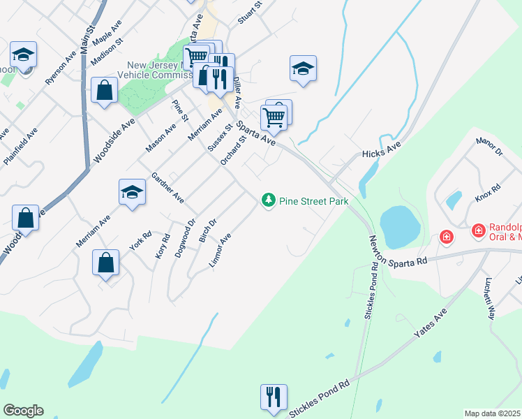 map of restaurants, bars, coffee shops, grocery stores, and more near 2 Linmor Avenue in Newton