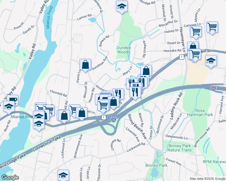 map of restaurants, bars, coffee shops, grocery stores, and more near 4 Sickle Bar Lane in Greenwich
