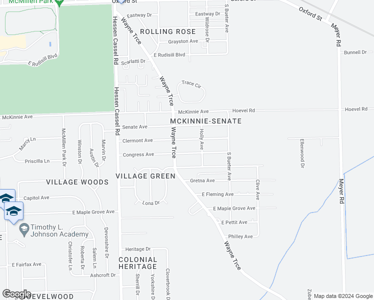 map of restaurants, bars, coffee shops, grocery stores, and more near 3625 Congress Avenue in Fort Wayne