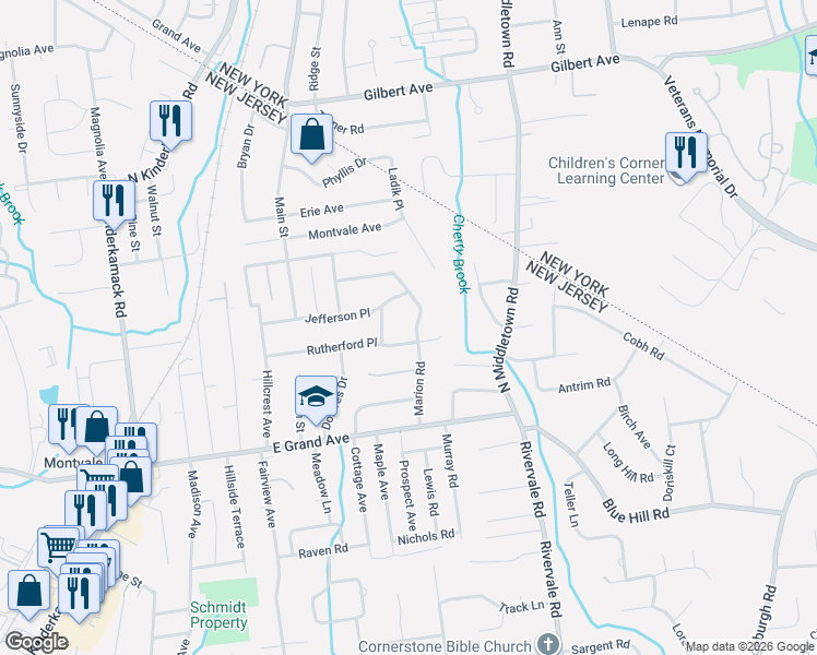 map of restaurants, bars, coffee shops, grocery stores, and more near 18 Marion Road in Montvale