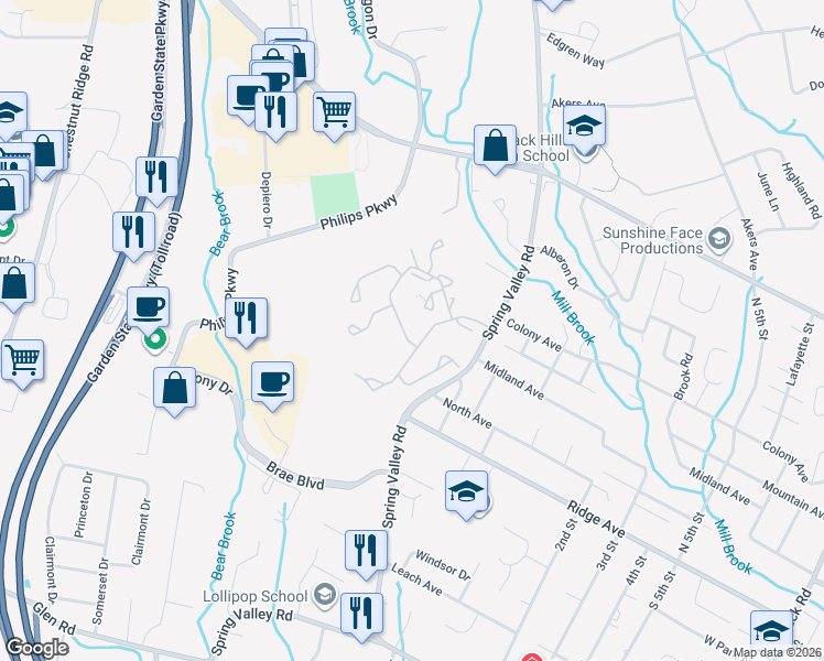 map of restaurants, bars, coffee shops, grocery stores, and more near 254 Forester Way in Park Ridge