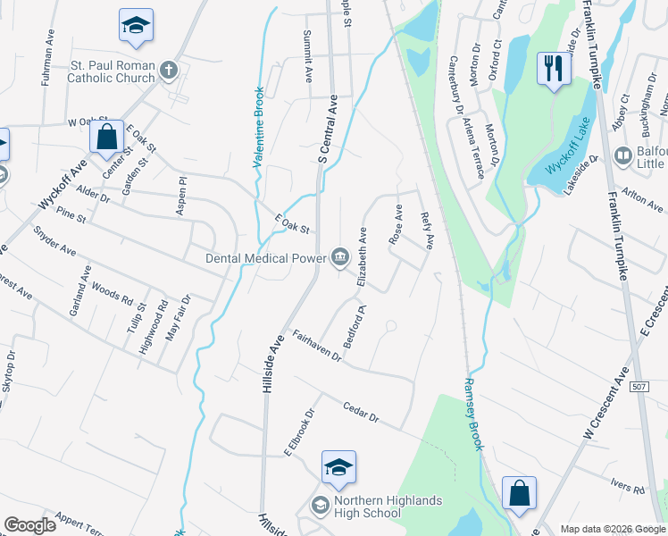 map of restaurants, bars, coffee shops, grocery stores, and more near 20 Martis Avenue in Ramsey